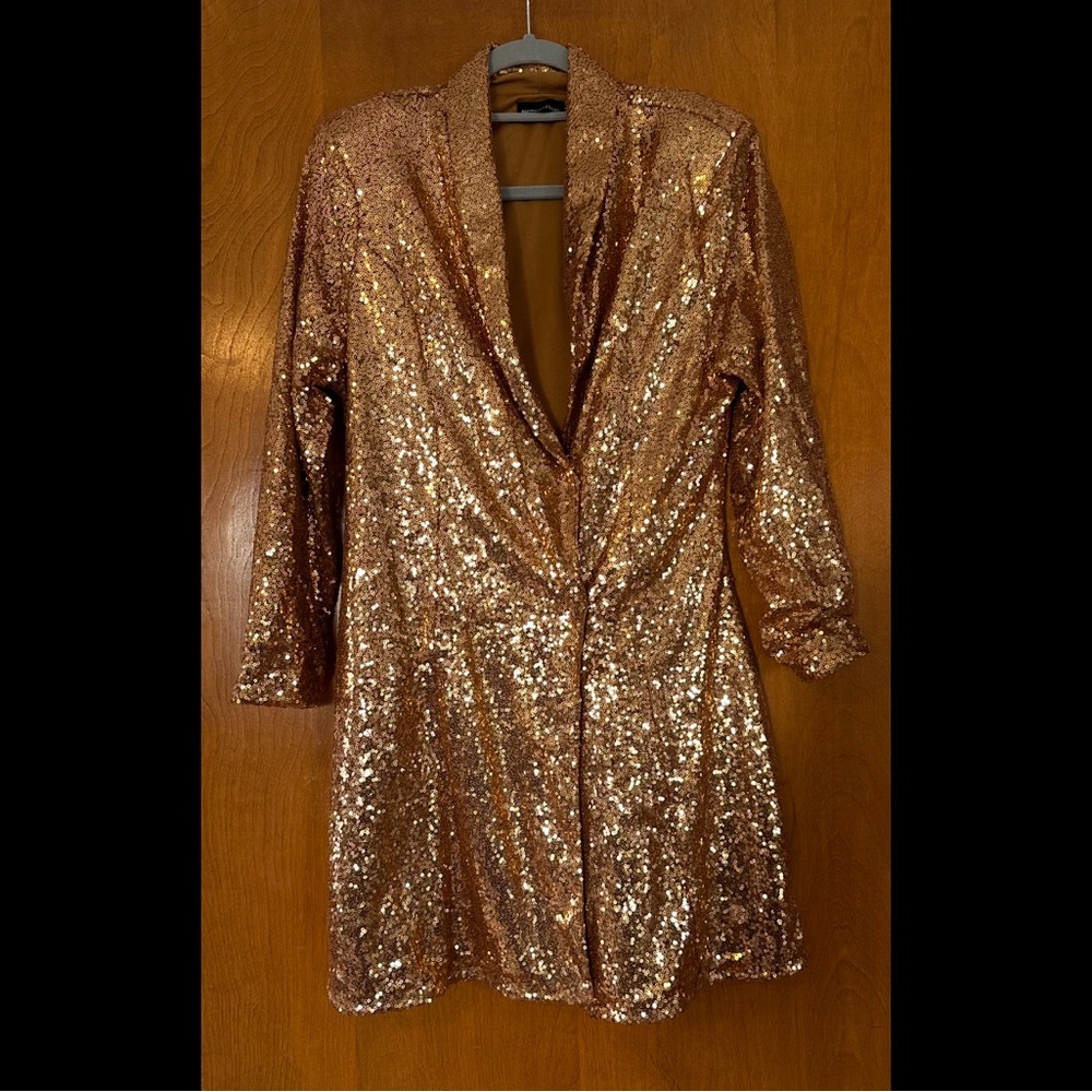 Gold Sequin Blazer Dress